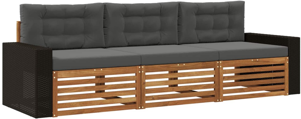 vidaXL Buiten - bank - set - 3 - st - Natuurlijk - en - Antraciet - Polyester Natuurlijk en antraciet