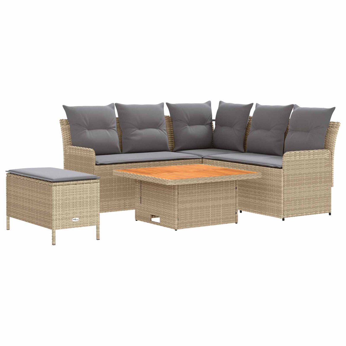 vidaXL Meubelsets - 5 - st - Beige - en - Lichtgrijs - 90 - x - 90 - x - 68 - cm - PE - Riet Beige en Licht Grijs