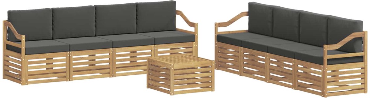 vidaXL Buiten - bank - set - 9 - st - 8-zits - Wit - en - antracietkleurig - Polyester Wit en antracietkleurig