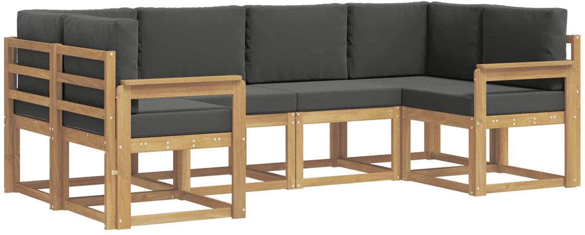 vidaXL Buiten - bank - set - 6 - st - 6-zits - Wit - en - antracietkleurig Wit en antracietkleurig