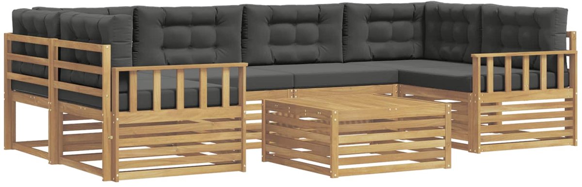 vidaXL Buiten - bank - set - 7 - st - 6-zits - Wit - en - antracietkleurig - Polyester Wit en antracietkleurig