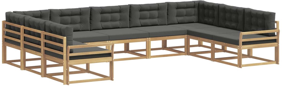 vidaXL Buiten - bank - set - 9 - st - 9-zits - Wit - en - antracietkleurig Wit en antracietkleurig