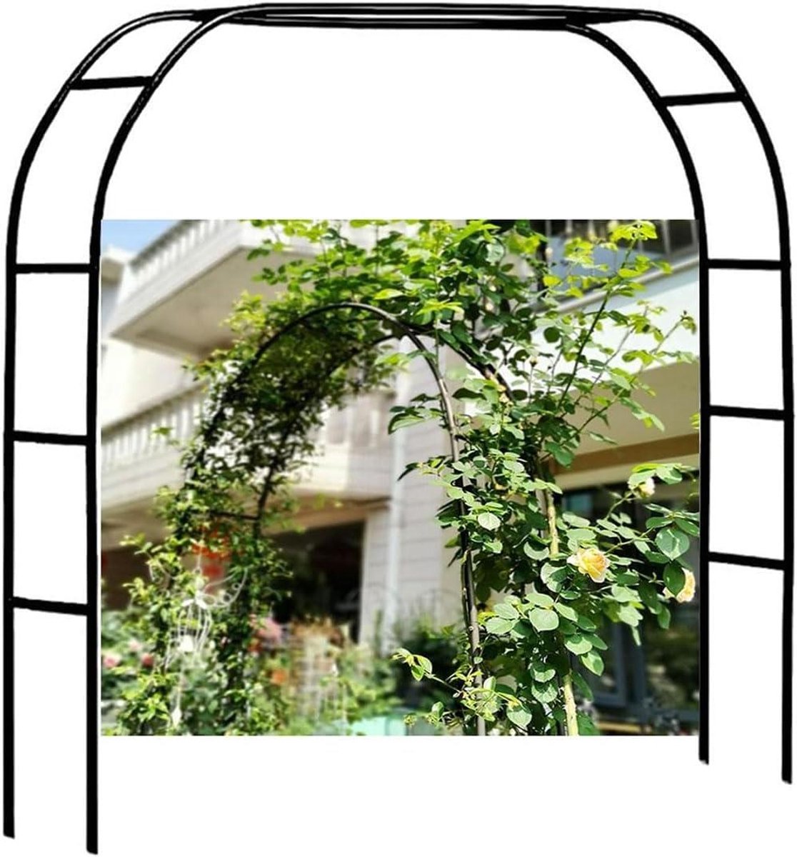 Tuinboog Metaal - Rozenboog Klimplanten - Tuin Decoratie - Verzinkt Staal Frame - 3.5m x 2.2m - Groen