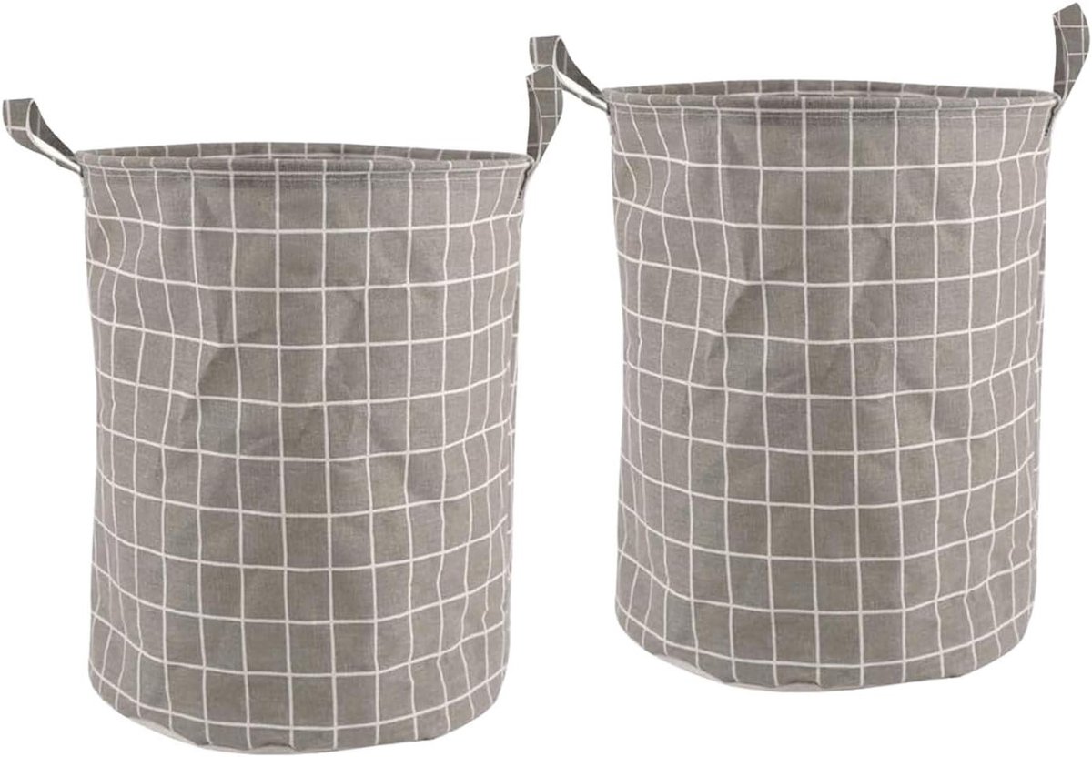 Wasmand Set Wasopberger Waszak Kamer Organiseren Zelfstaand Katoen Linnen 85 liter Grijs