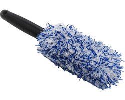 Bandenreinigingsborstel - Autobandenborstel Wielborstel - Voertuigonderhoud - Ergonomische handgreep - 27.5 x 22.5 x 4.5 cm - Blauw en wit