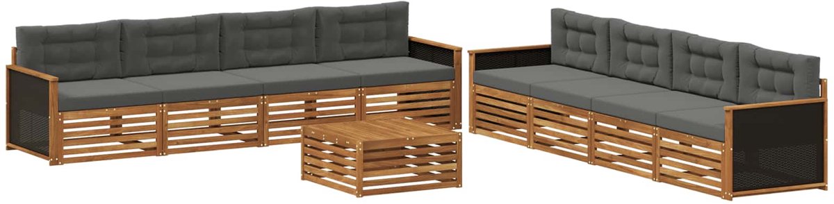 vidaXL Buiten - bank - set - 9 - st - Natuurlijk - en - Antraciet - Polyester Natuurlijk en Antraciet