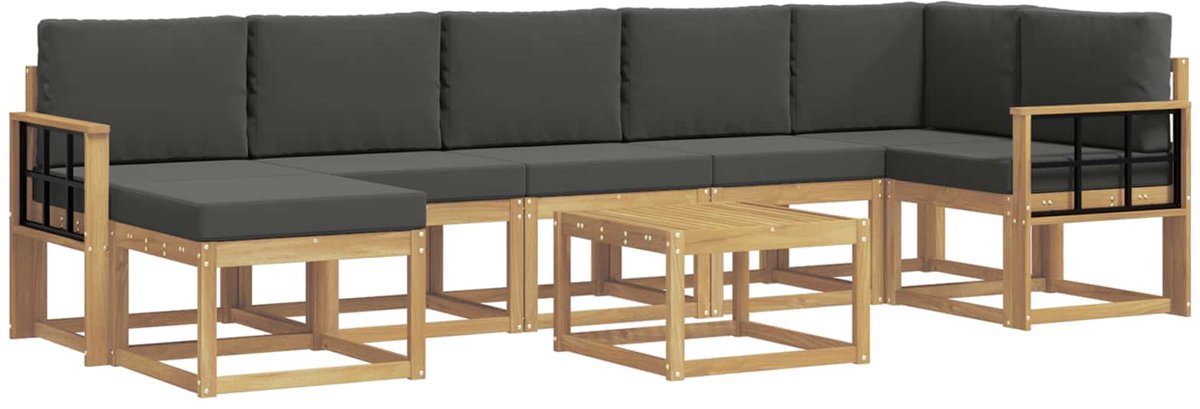 vidaXL Buiten - bank - set - 8 - st - 7-zits - Wit - en - antracietkleurig - Polyester Wit en antracietkleurig