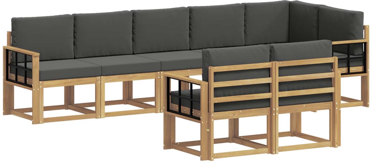 vidaXL Buiten - bank - set - 8 - st - 8-zits - Wit - en - antracietkleurig Wit en antracietkleurig