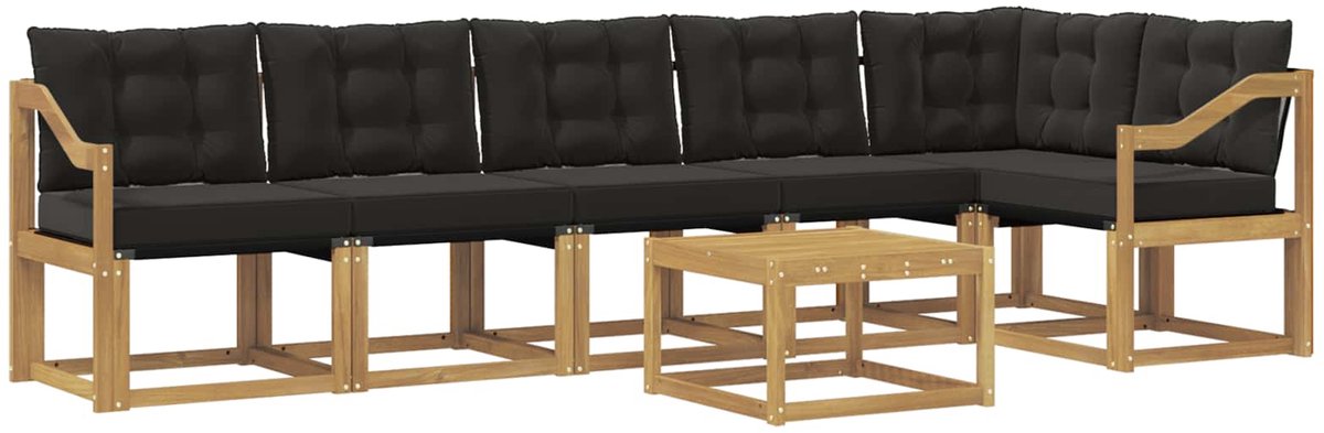 vidaXL Buiten - bank - set - 7 - st - 6-zits - Wit - en - zwart Wit en zwart