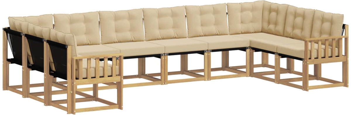 vidaXL Buiten - bank - set - 10 - st - 10-zits - Wit - en - Beige Wit en Beige