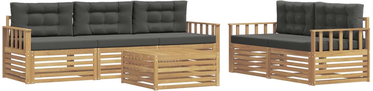 vidaXL Buiten - bank - set - 6 - st - 5-zits - Wit - en - antracietkleurig Wit en antracietkleurig