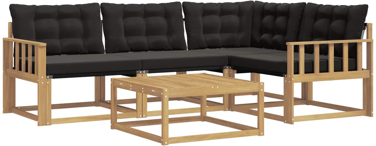 vidaXL Buiten - bank - set - 5 - st - Wit - en - zwart Wit en zwart