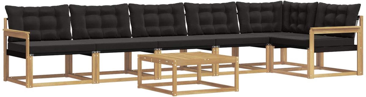 vidaXL Buiten - bank - set - 7 - st - Wit - en - zwart Wit en zwart