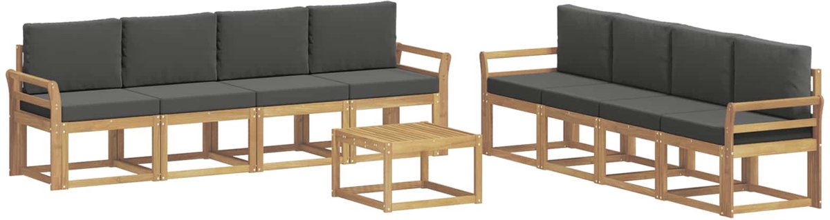 vidaXL Buiten - bank - set - 9 - st - 8-zits - Wit - en - antracietkleurig Wit en antracietkleurig