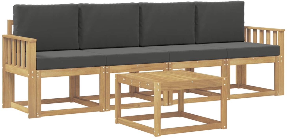 vidaXL Buiten - bank - set - 5 - st - 4-zits - Wit - en - antracietkleurig Wit en antracietkleurig