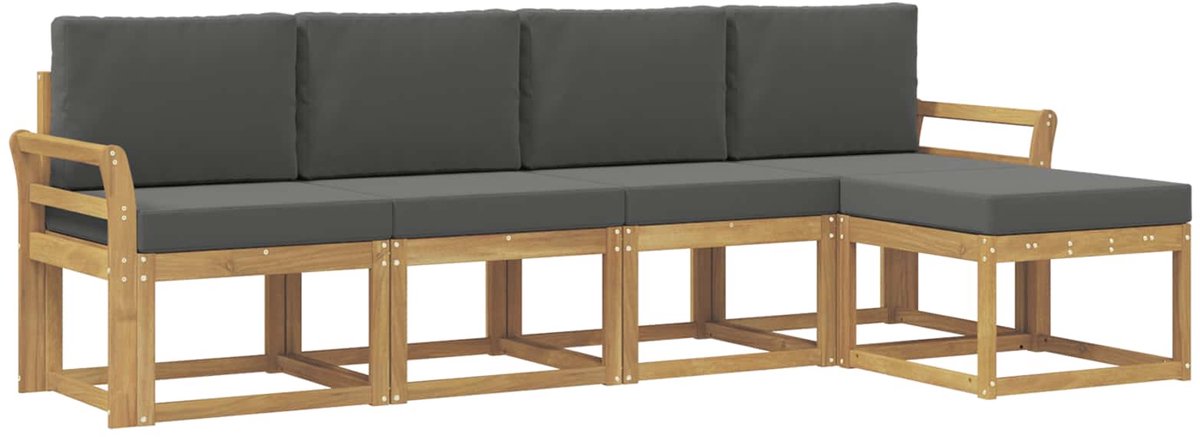 vidaXL Buiten - bank - set - 5 - st - 5-zits - Wit - en - antracietkleurig Wit en antracietkleurig