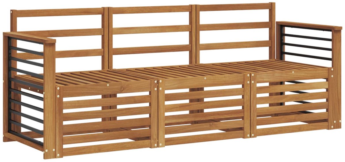 vidaXL Buiten - bank - set - 3 - st - 3-zits - Naturel - Massief - Acacia - Hout
