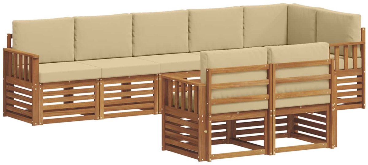 vidaXL Buiten - bank - set - 8 - st - 8-zits - Natuurlijk - en - Beige Natuurlijk en Beige