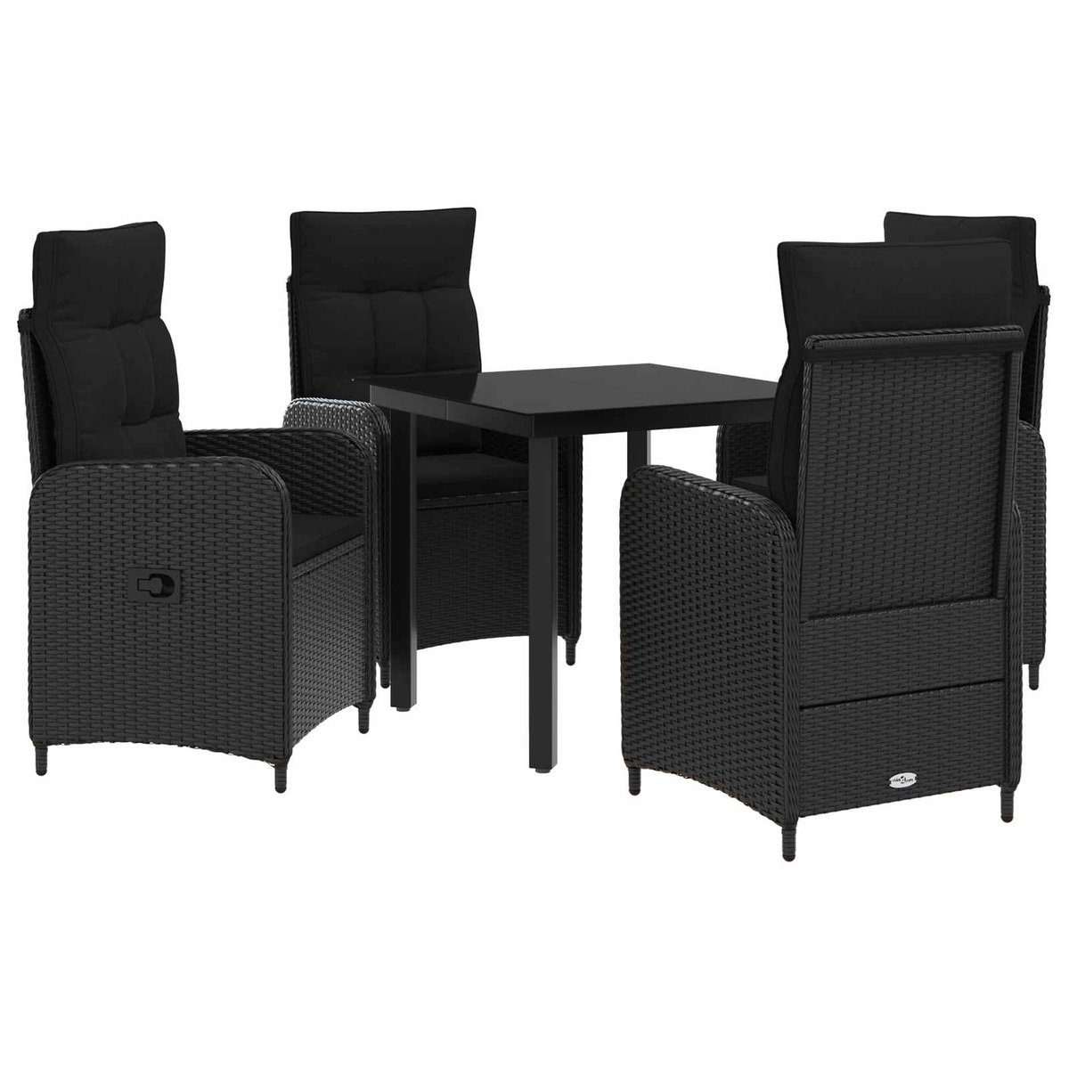 vidaXL Tuin - Eettafel - Set - 5 - st - Zwart - 80 - x - 80 - x - 74 - cm - Polyrotan