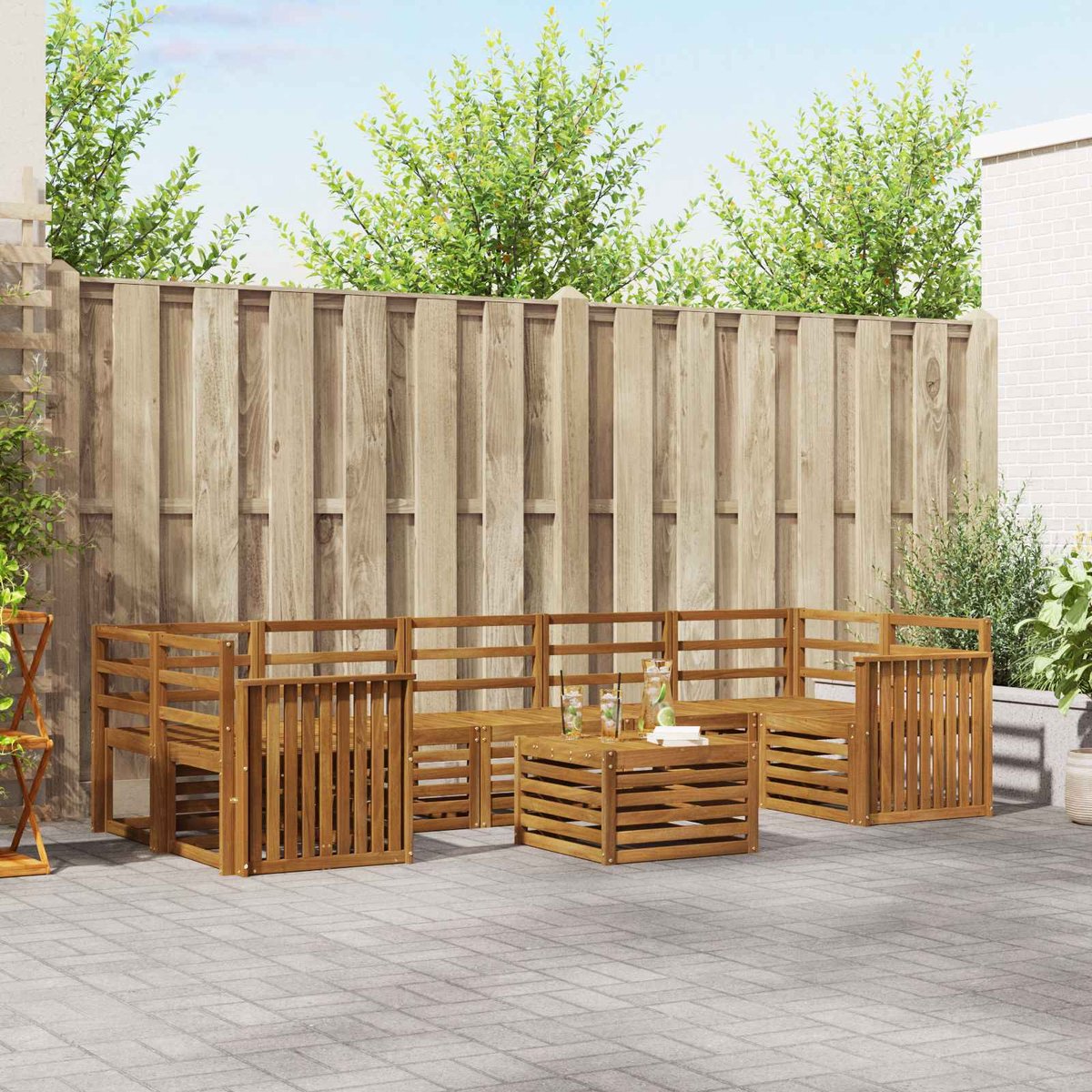 vidaXL Buiten - bank - set - 8 - st - 7-zits - Naturel - Massief - Acacia - Hout