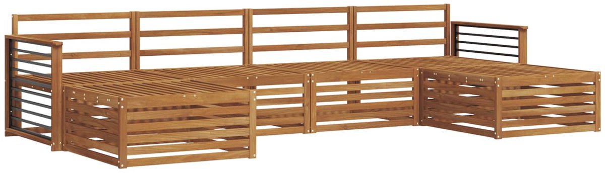 vidaXL Buiten - bank - set - 6 - st - Naturel - Massief - Acacia - Hout