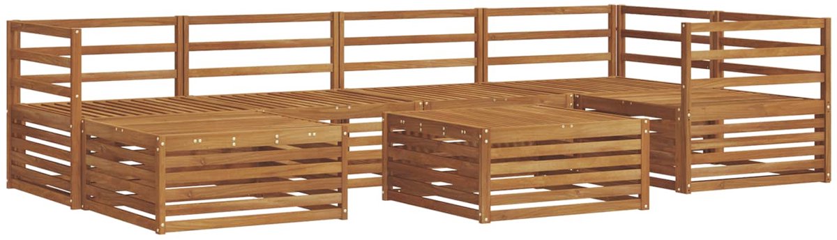 vidaXL Buiten - bank - set - 7 - st - 6-zits - Naturel - Massief - Acacia - Hout