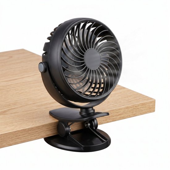 Cheqo Mini Ventilator met Clip – Draagbare USB Ventilator, 3 Snelheden, 360° Draaibaar, Oplaadbaar, Bureau & Kinderwagen