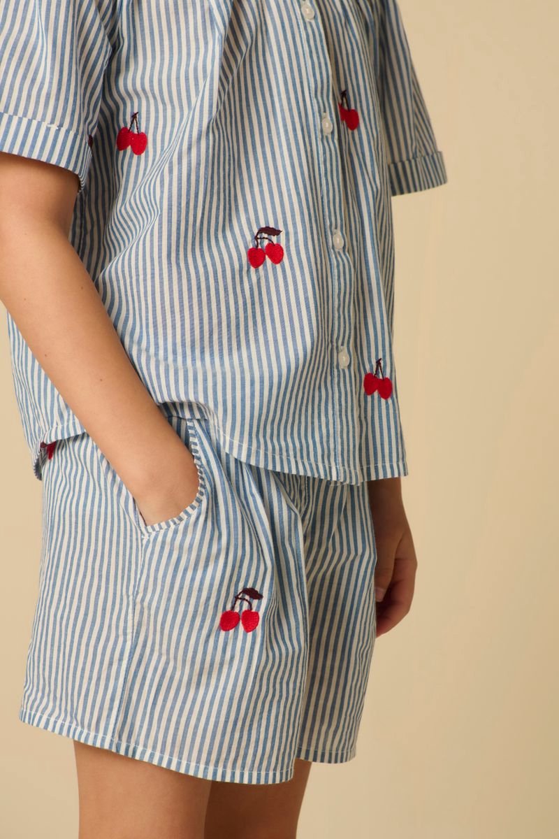 Sissy-Boy - Blauwe gestreepte short met embroidery