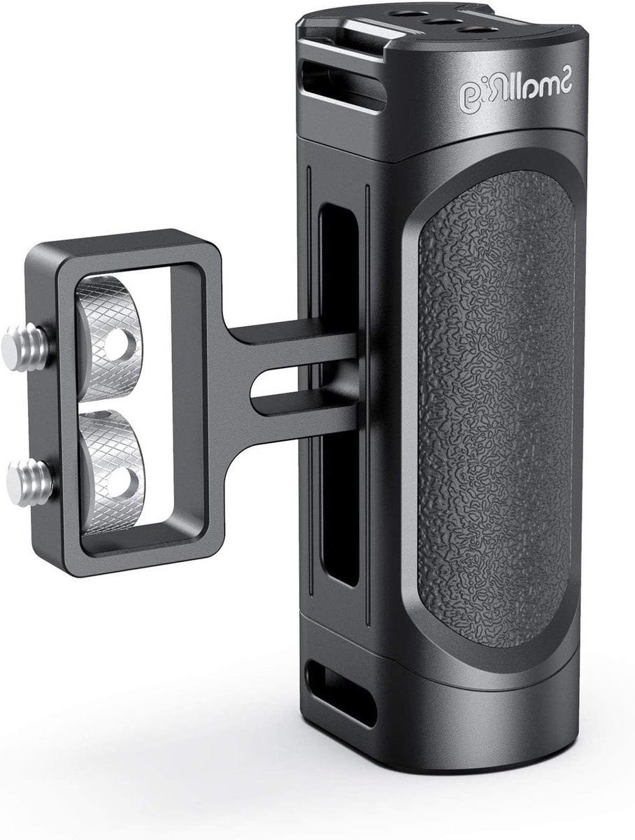 Verstelbare Mini Side Handle voor DSLR Camera Cage en Smartphone Cage, Maximaal 3.5kg Draagvermogen, Links of Rechts Bevestigbaar, Ideaal voor Videoproductie en Fotografie
