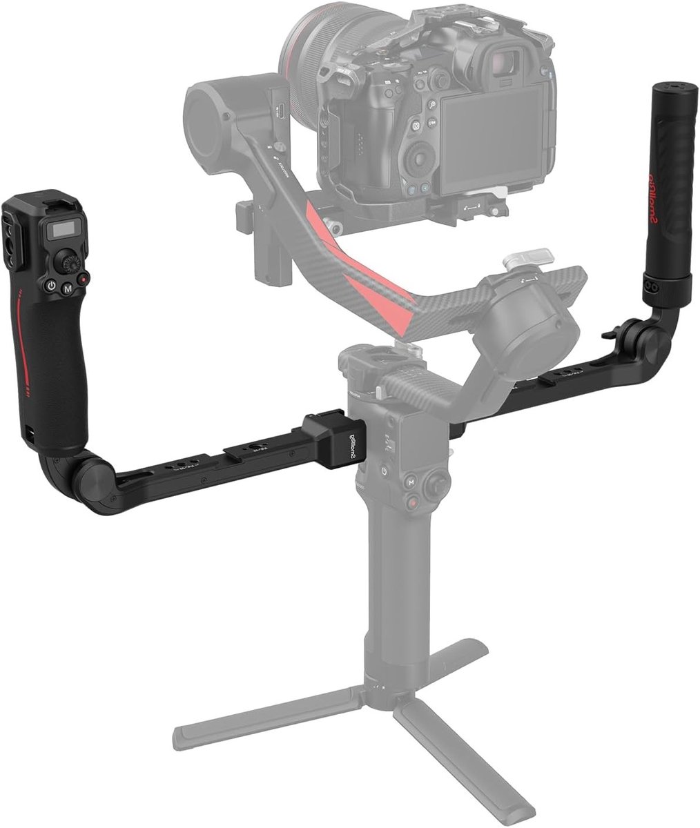 Dual Grip Focus Control voor DJI RS 2 / RS 3 Pro / RS 4 Pro Gimbal Stabilizer met Joystick, NATO Rail en Max Load 17.6lb - Perfect voor Videoproductie en Stabilisatie