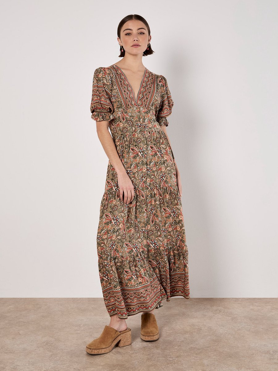 Sarasa bloemenprint maxi-jurk