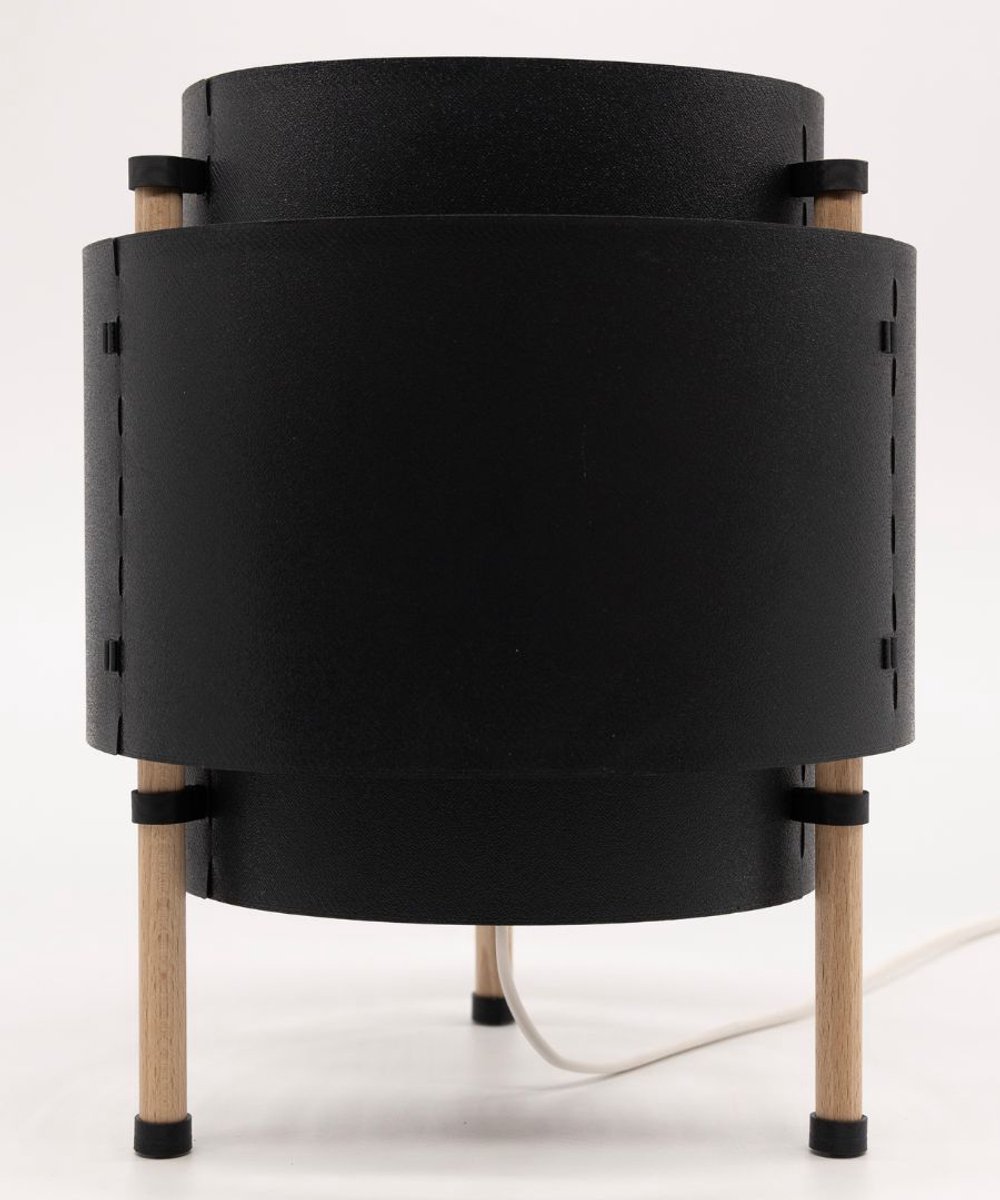 Home 3D® - Tafellamp Zwart - Beukenhout - 30 cm - E27‑fitting - Ontworpen en Gemaakt in Nederland