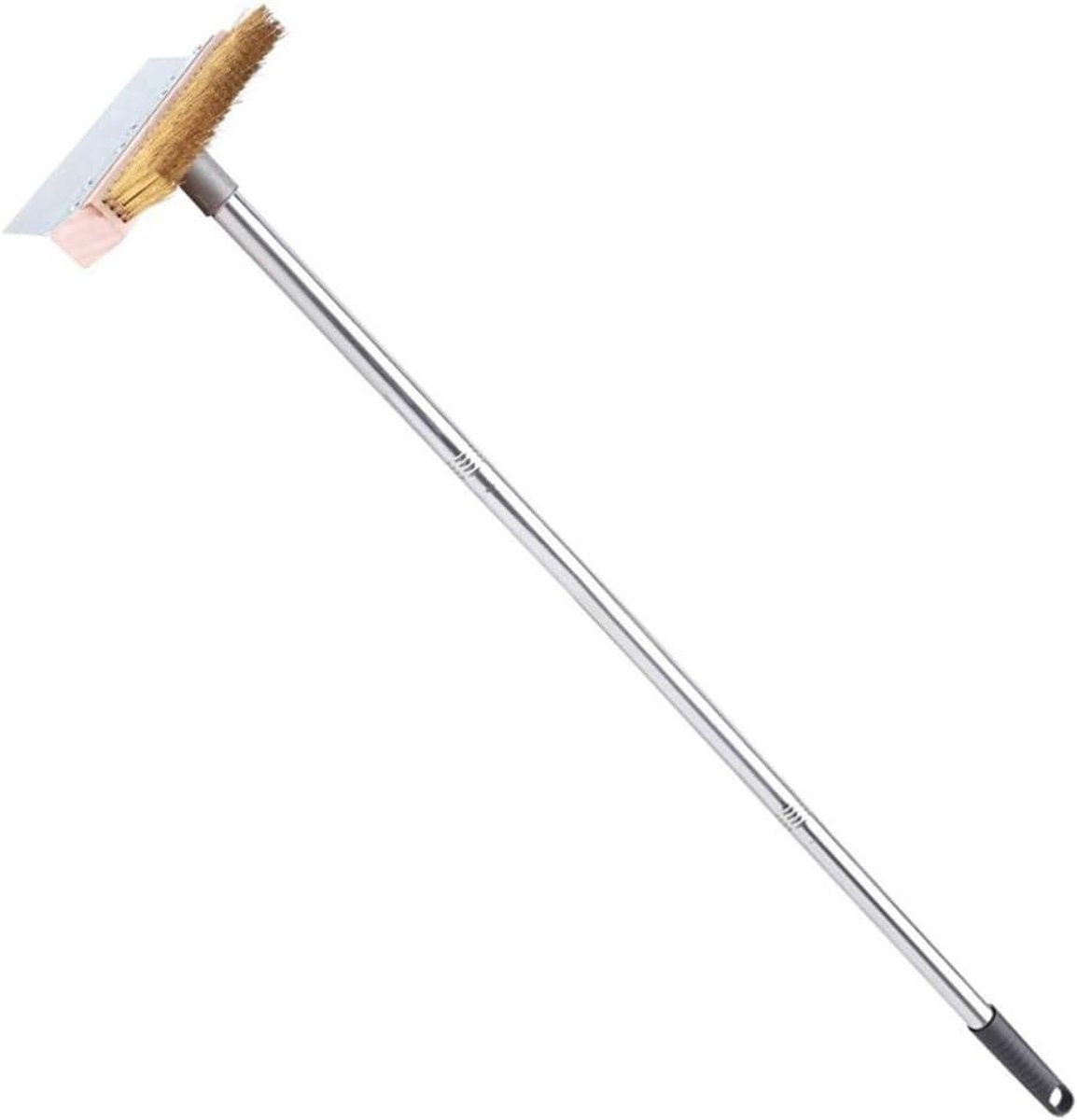 Pizzaoven Borstel - Grill Reiniger - Pizzaoven Reinigen - Verwijderbare Lange Steel - 40 cm - Zilver