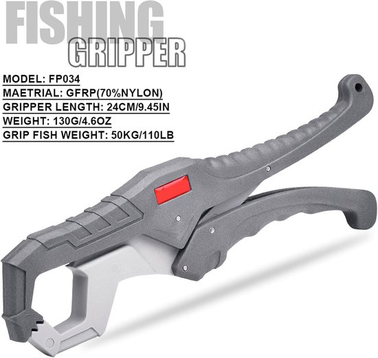 Vissenlipgrijper - Lippenklem Vispincet - Vissen Hanteren - Ongeskade Mond - 24 cm - Grijs van Merkloos — afbeelding 5