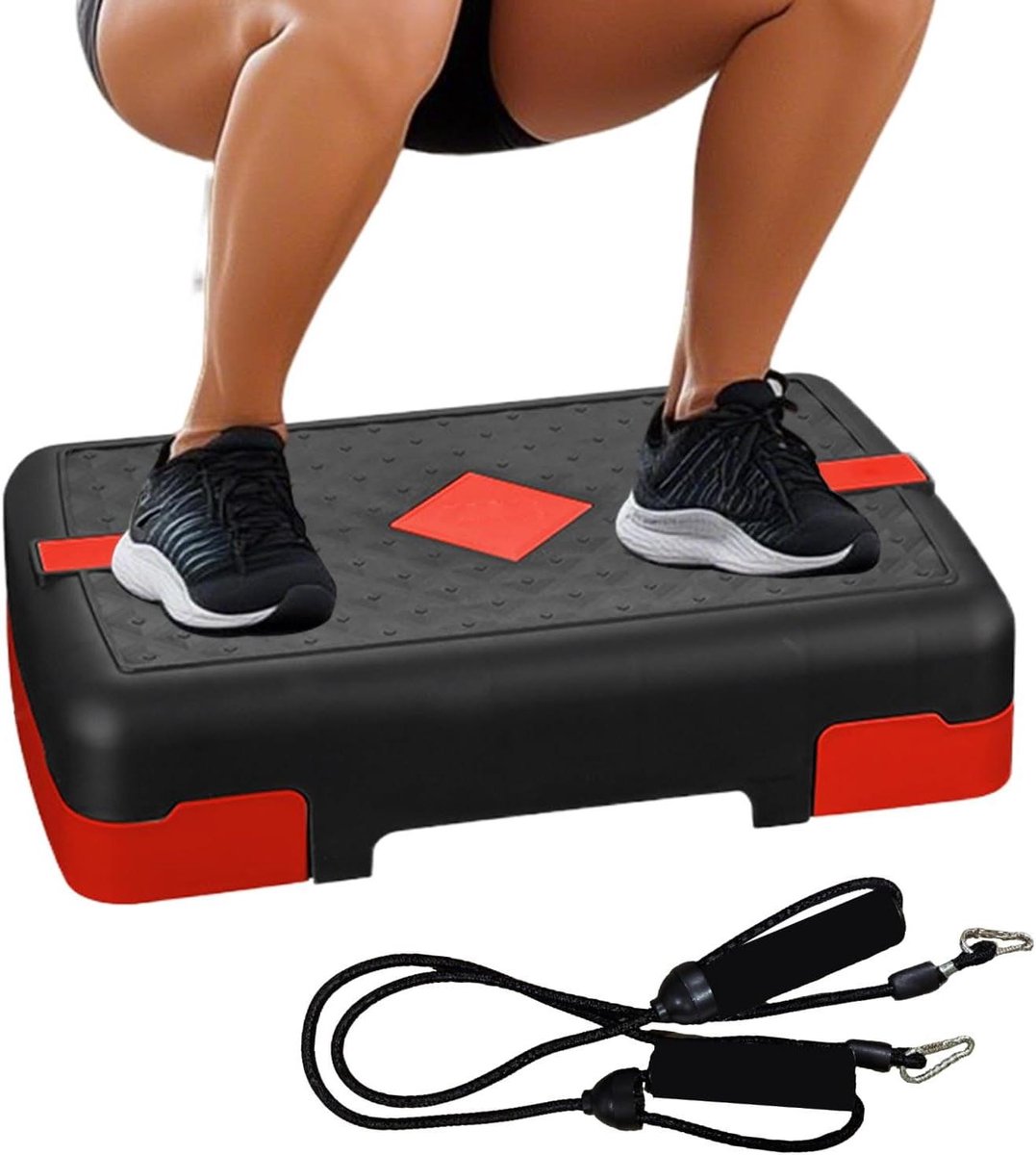 Aerobic Step - Fitness Stepper - Cardio Training - Verstelbare Risers - 45 x 29 x 11 cm - Rood