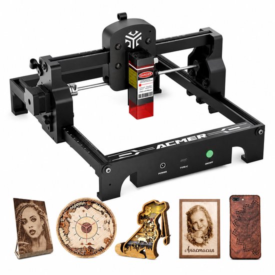 Pelor Lasergraveerder 3.5W - Mini Graveermachine 130x130 mm - CNC Laser Cutter voor Hout Leer Acryl Glas - Compact en Draagbaar USB