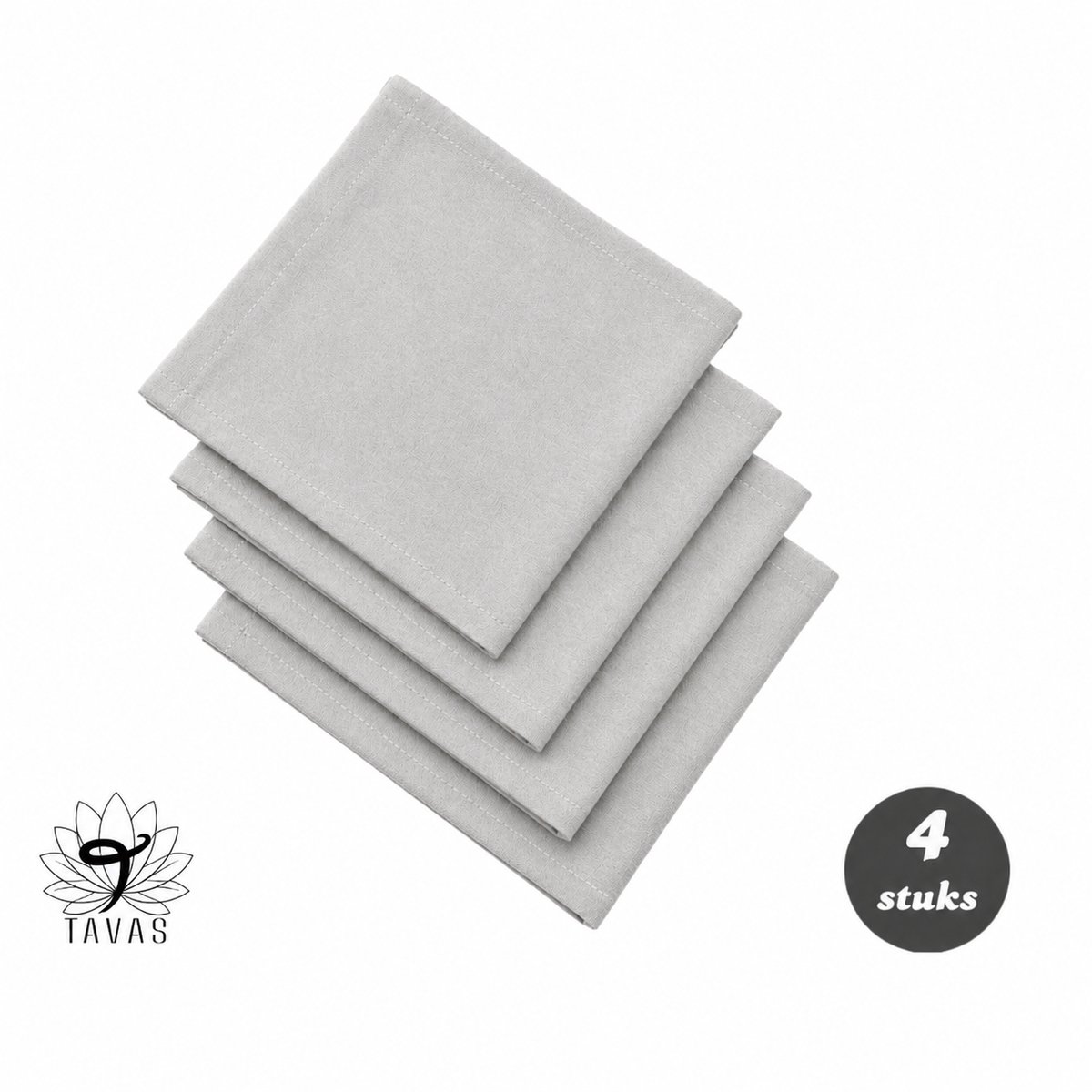 Tavas Servetten - 30 x 30 cm - Set van 4 stuks - Mistgrijs - Katoen