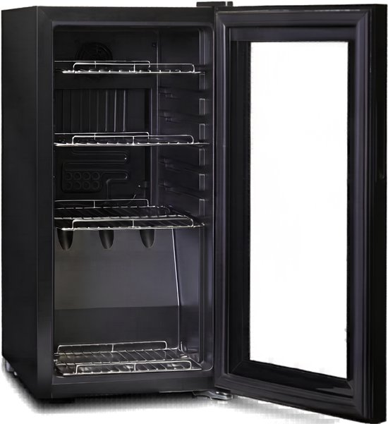 Drankkoelkast 50L Zwart Tafelmodel Met Glazen Deur, Ledverlichting, Touchscreen & Slot