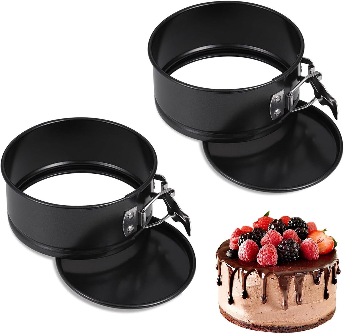 Set van 2 kleine springvormpannen van 11 cm - Perfect voor mini taarten, desserts en gebak