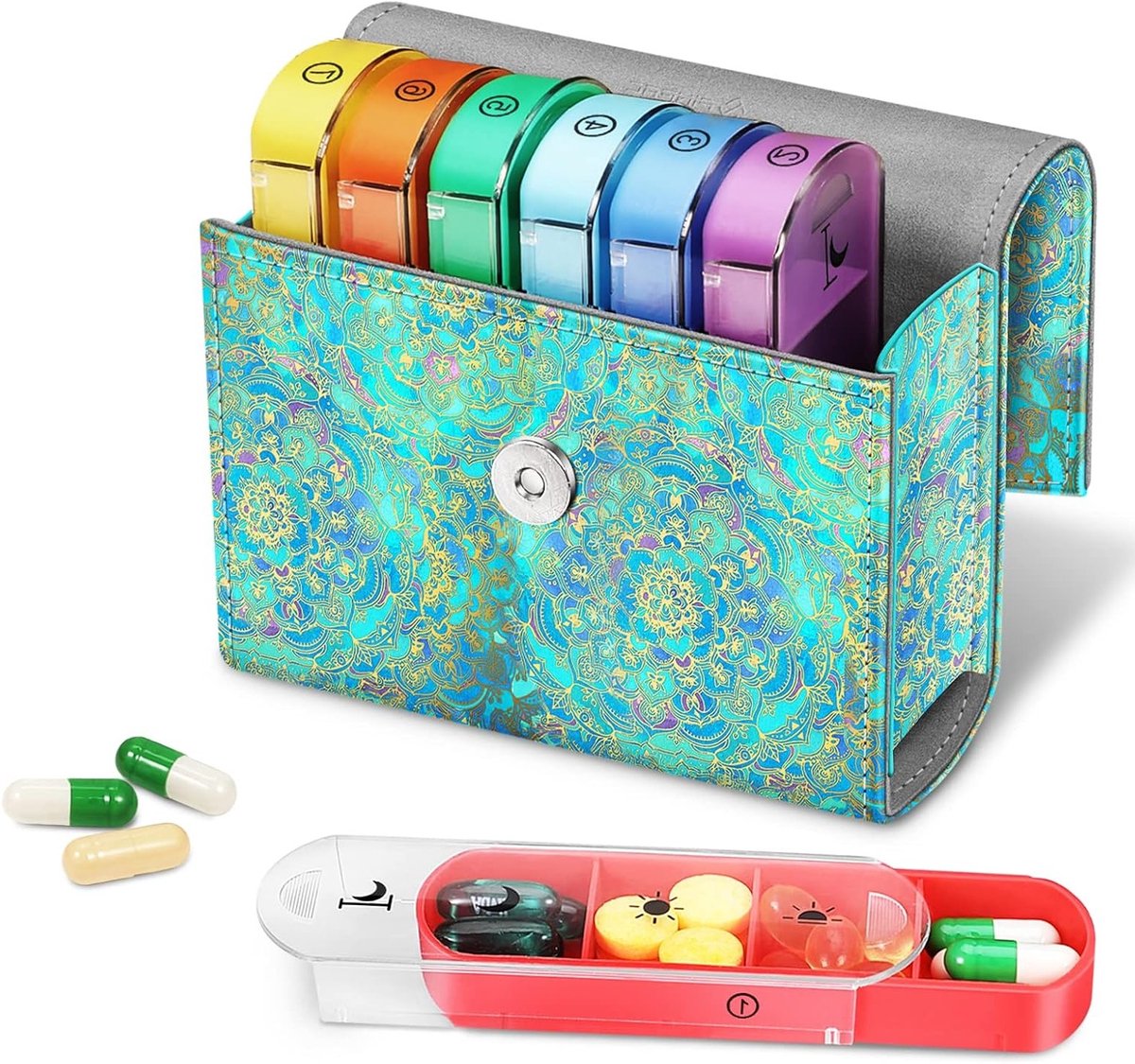 Tabletbox voor 7 Dagen met 4 Compartimenten - Medicijn Organizer voor Vitaminen en Pillen, Ideaal voor Ochtend, Middag en Avond Gebruik