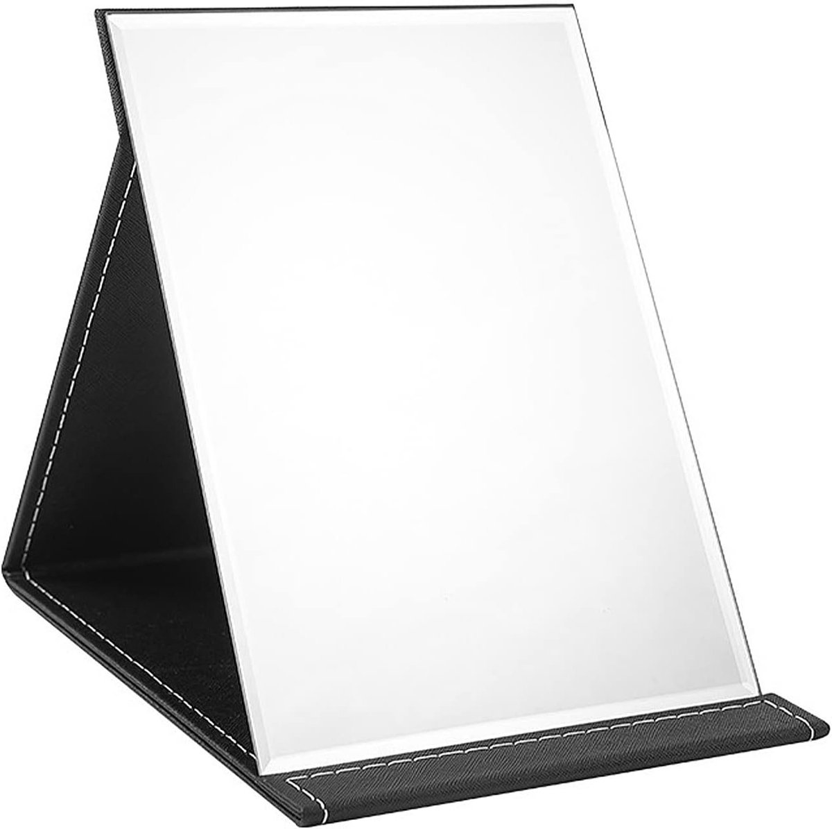 Vouwspiegel voor Make-up, Draagbare HD Tafelspiegel met PU Leer, Ideaal voor Badkamer, Slaapkamer en Kamperen (16 x 12 cm)