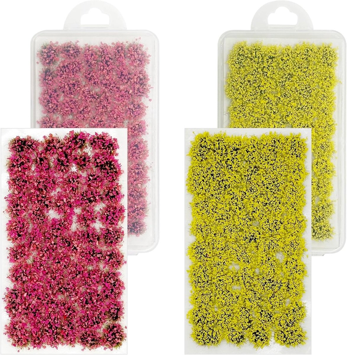Kleurige Bloemcluster Statig Gras Tuft voor Miniatuurtabletop Spellen en Modelspoor, Geel en Paars, Perfect voor Landschapsdecoratie