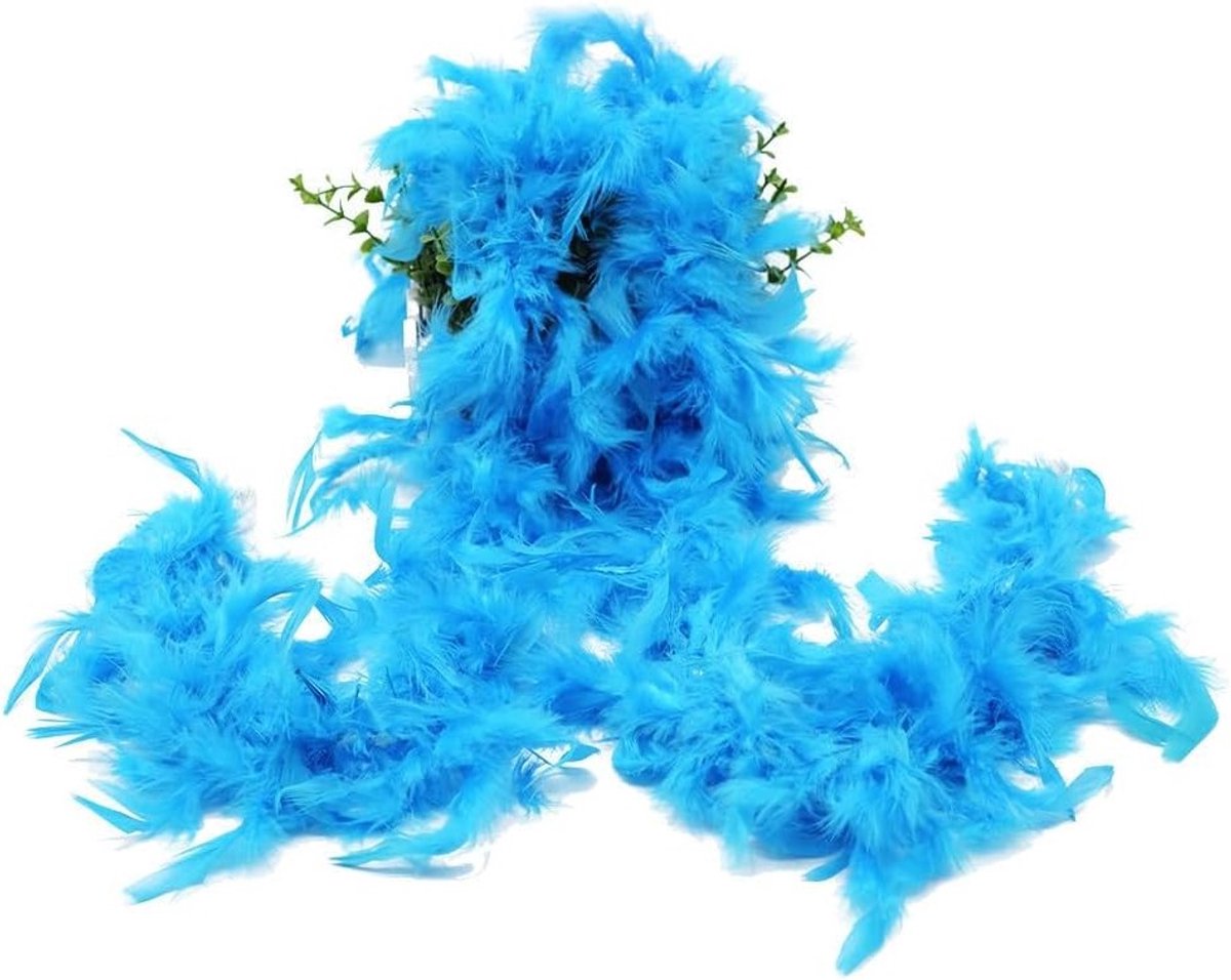 Elegante Zee Blauwe Pluizige Boa en Stola voor Charleston 1920s Themafeest - Set van 2, Perfect voor Carnavalskostuums en Feestdecoratie