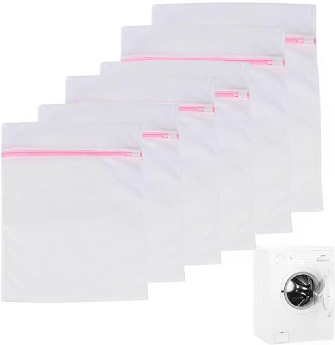 Waszak voor wasmachine, 6-delig, met ritssluiting, ondergoed, babykleding.