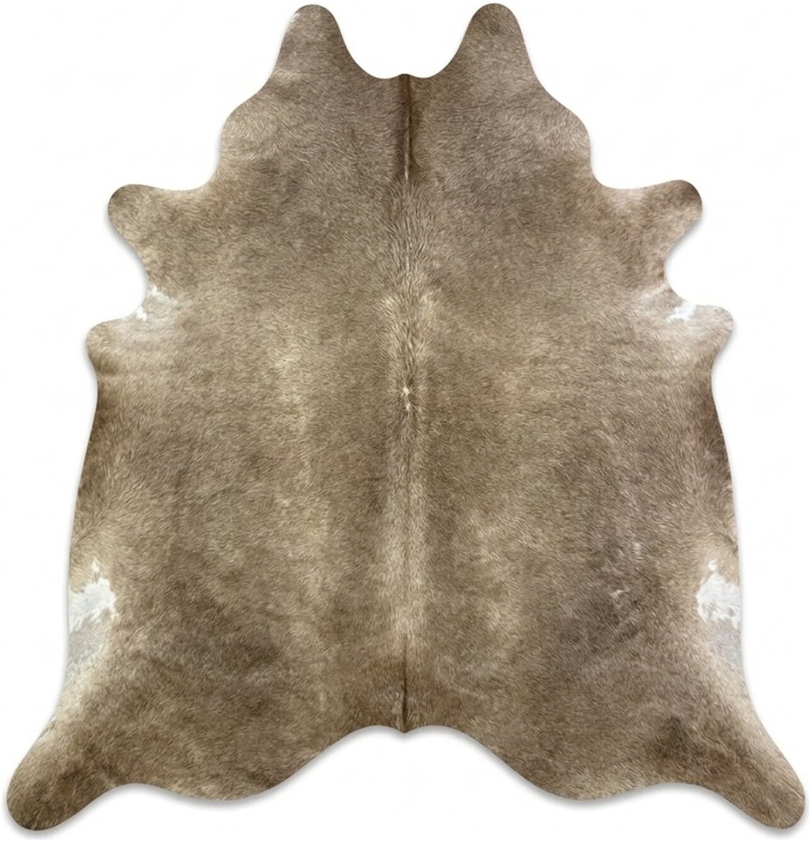Koeienhuidvloerkleed.nl Koeienhuid Vloerkleed - Taupe Gemeleerd - 220 x 200 cm - Koeienkleed / Koeienvel / Dierenvel / Dierenhuid / Koehuid Tapijt - incl. 4 onderzetters