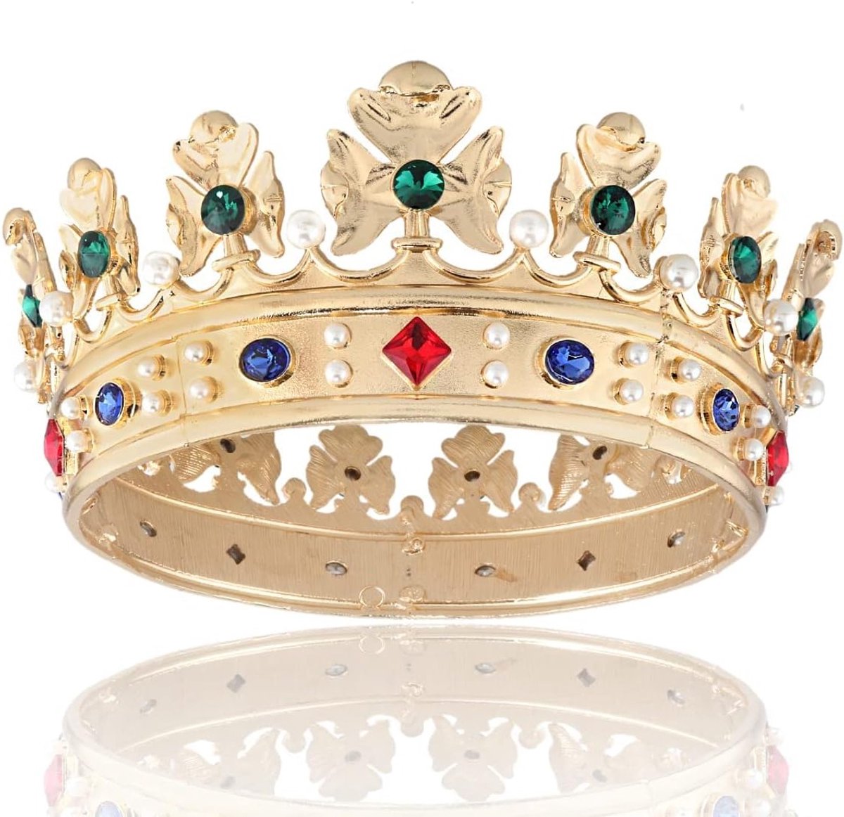 Koninklijke Barokke Haar Kroon voor Mannen - Metalen Prinselijke Volle Cirkel Haaraccessoires voor Cosplay en Feestjes
