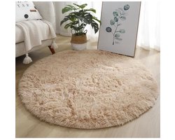 Beige vloerkleed Geschikt voor de woonkamer, rond, 120 cm - 