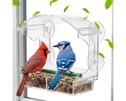 Transparante Vogelvoederdispenser voor het Raam met Camera Optie, Verwijderbare Voederhuis, Decoratie voor Vogels en Raamrand, Ideaal Cadeau voor Vogelliefhebbers