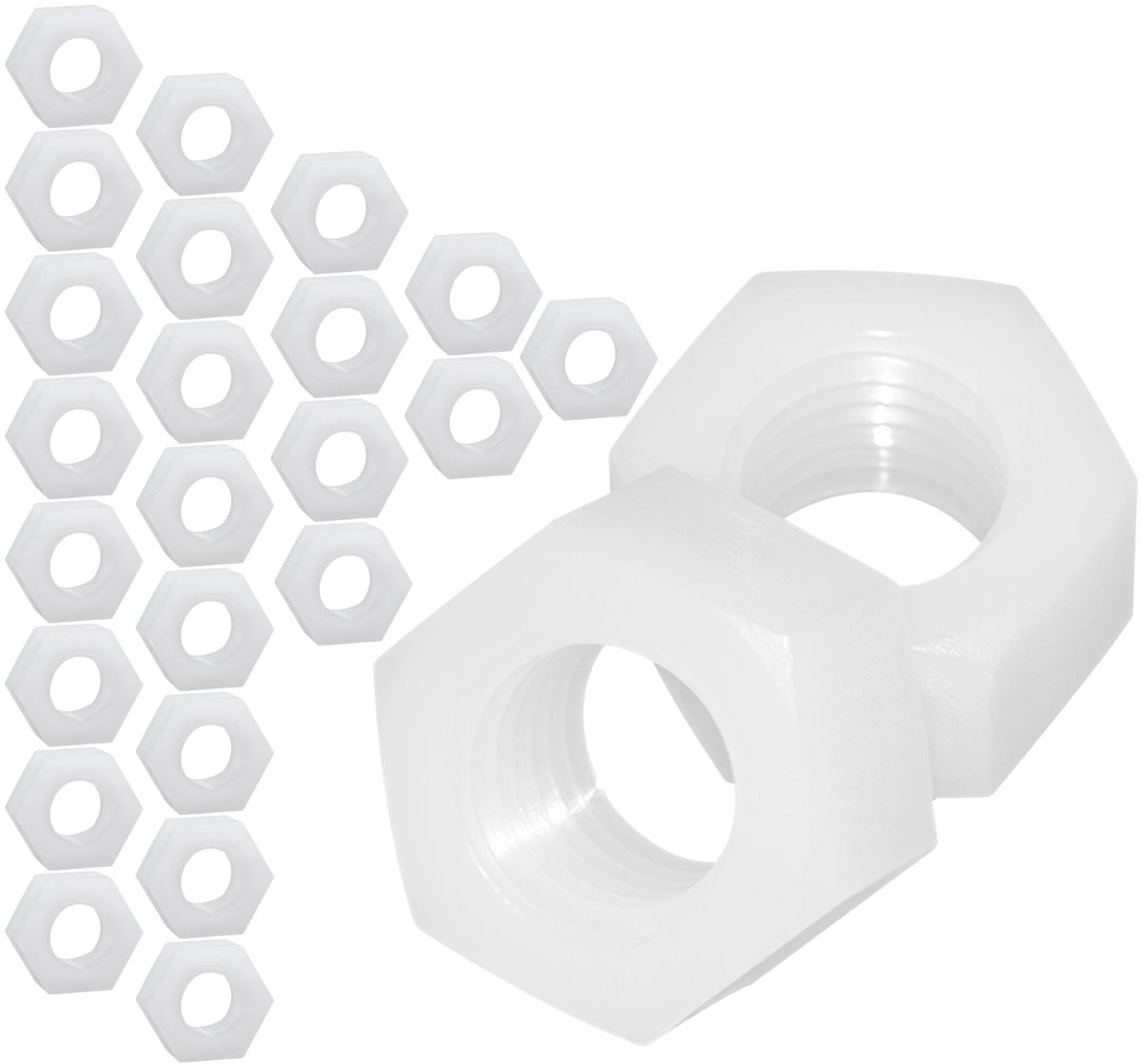 Allecto Plus - Zeskantmoeren van nylon - 25 stuks - Wit - Voor
