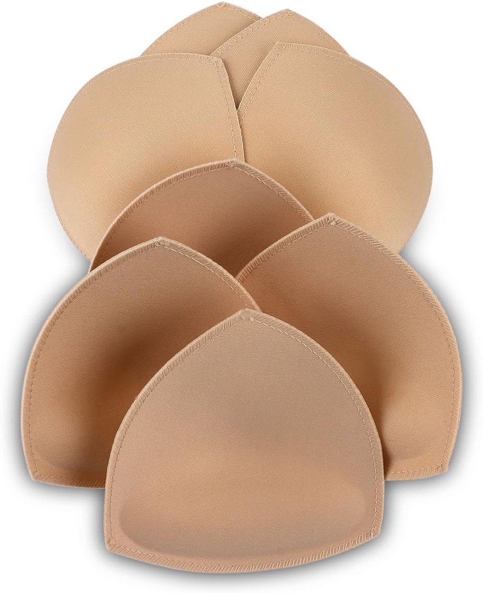 Verstevigende BH-inserts, 4 paar, Gevoerde pads voor sport-BH's A/B en C/D, Beige, Zwart, Wit